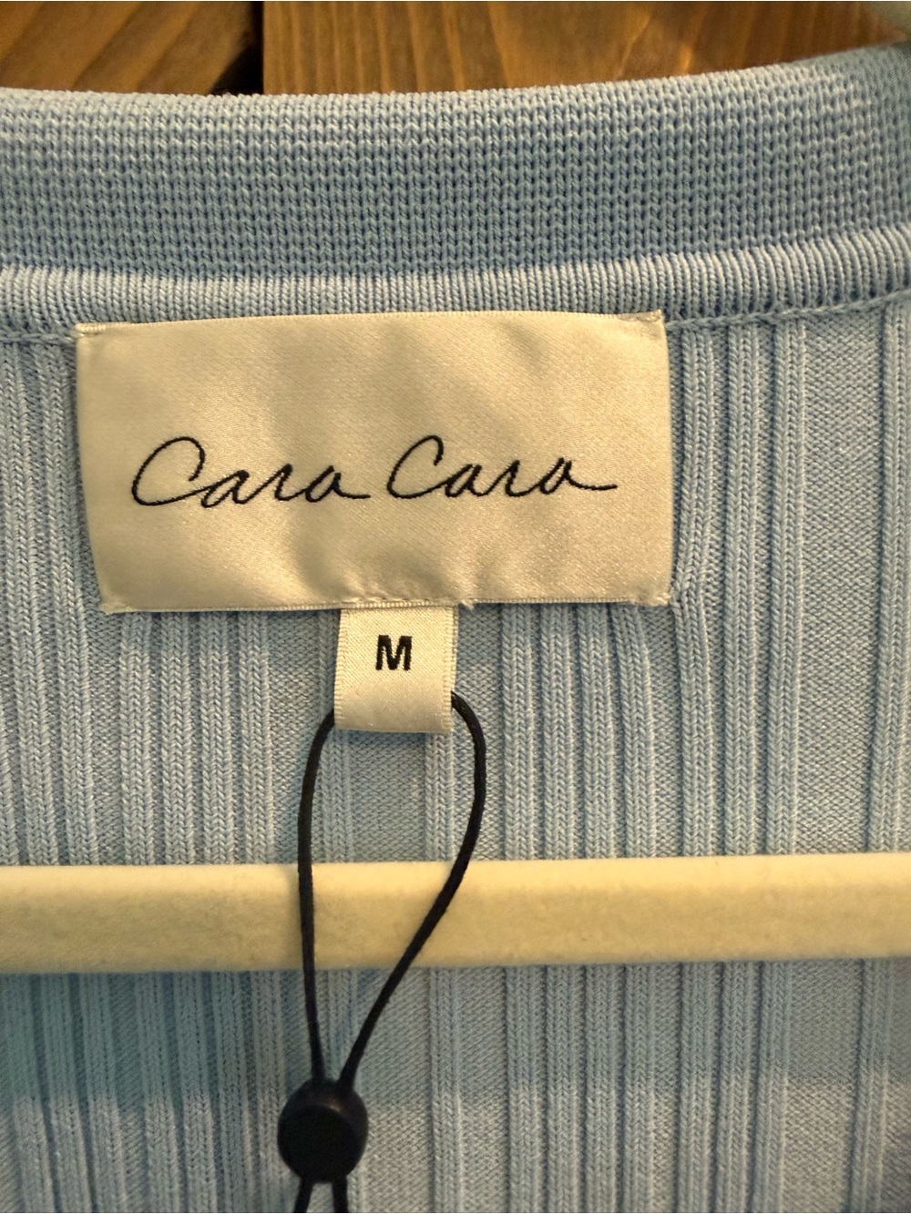 Cara Cara Light Blue Ribbed Long-Sleeve Polo with Gold Buttons - Picture 3 of 5